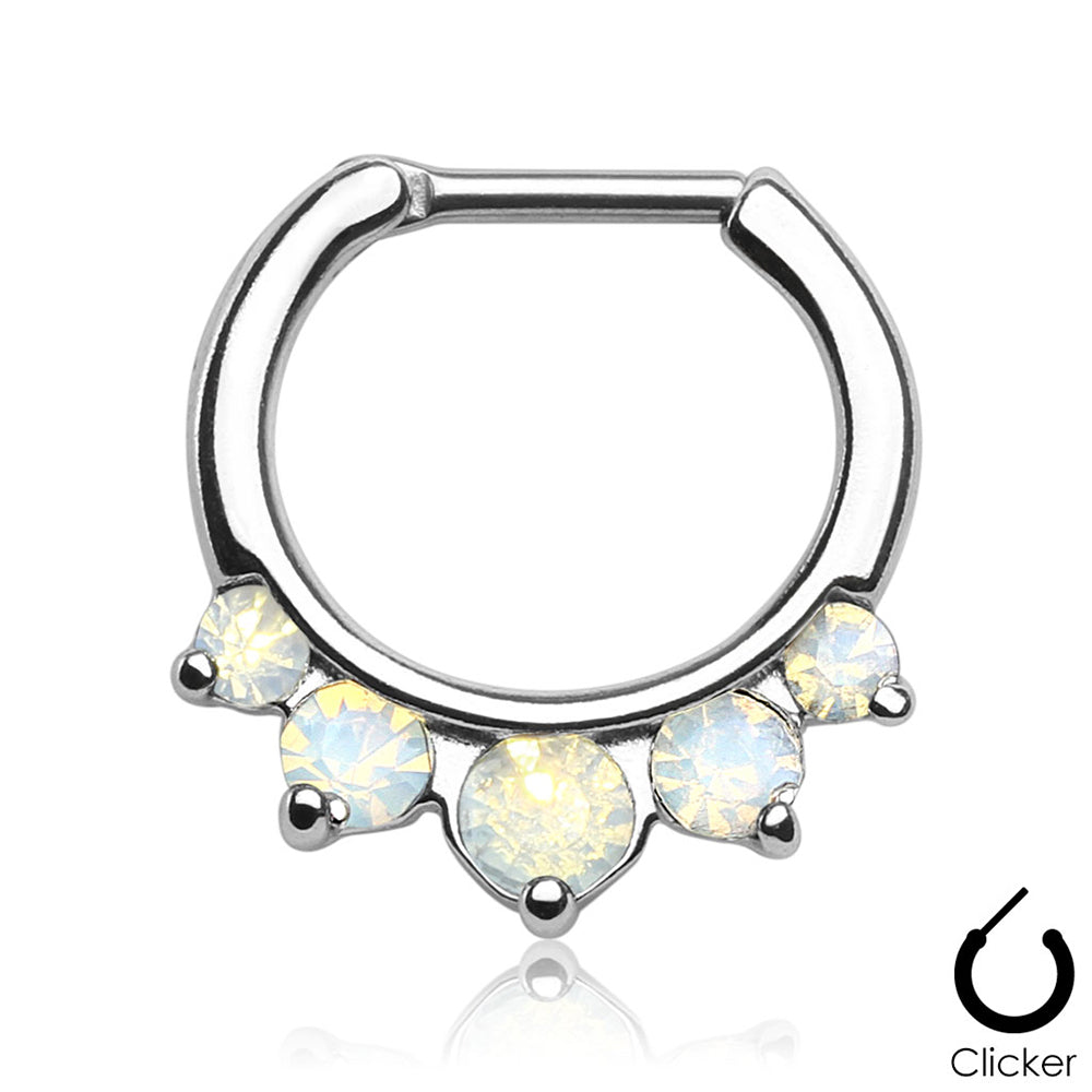 Surgical Steel 16 Gauge Five Prong Opal Septum Clicker Hoop - 11mm - photo 2