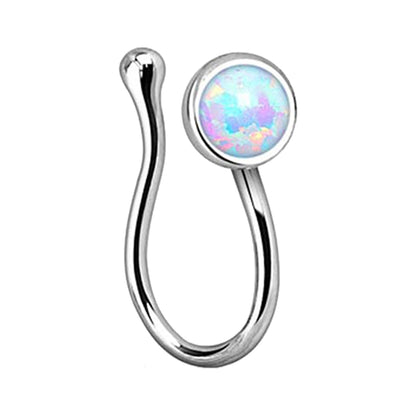Surgical Steel Non-Piercing Nose Clip with Bezel Set Opal - photo 2