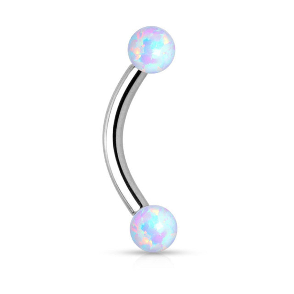 Surgical Steel 16 Gauge Curved Eyebrow Barbell with Opal End - photo 2