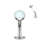 Titanium 14 Gauge Opal Floating Belly Button Ring Convex Base 8mm