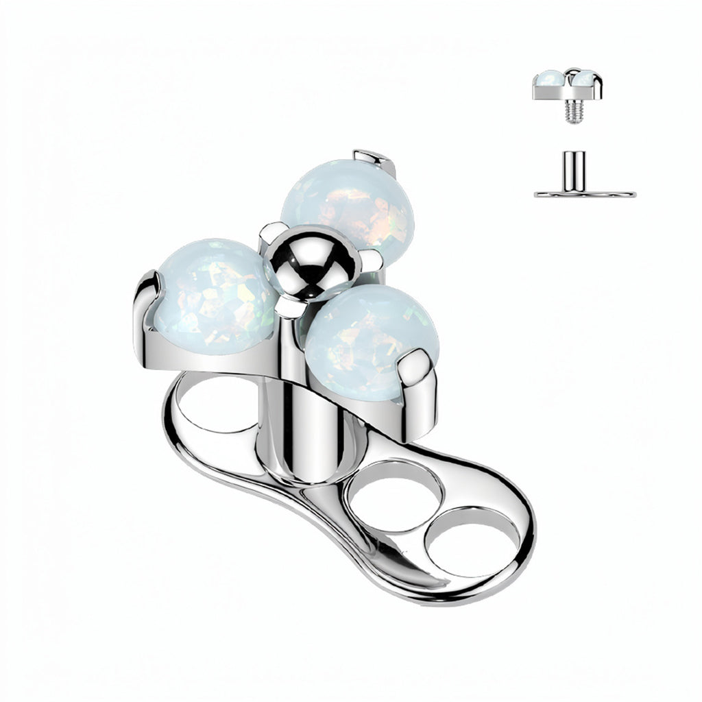 Titanium Dermal Anchor Tops with CZ Flower Opal Gems Base