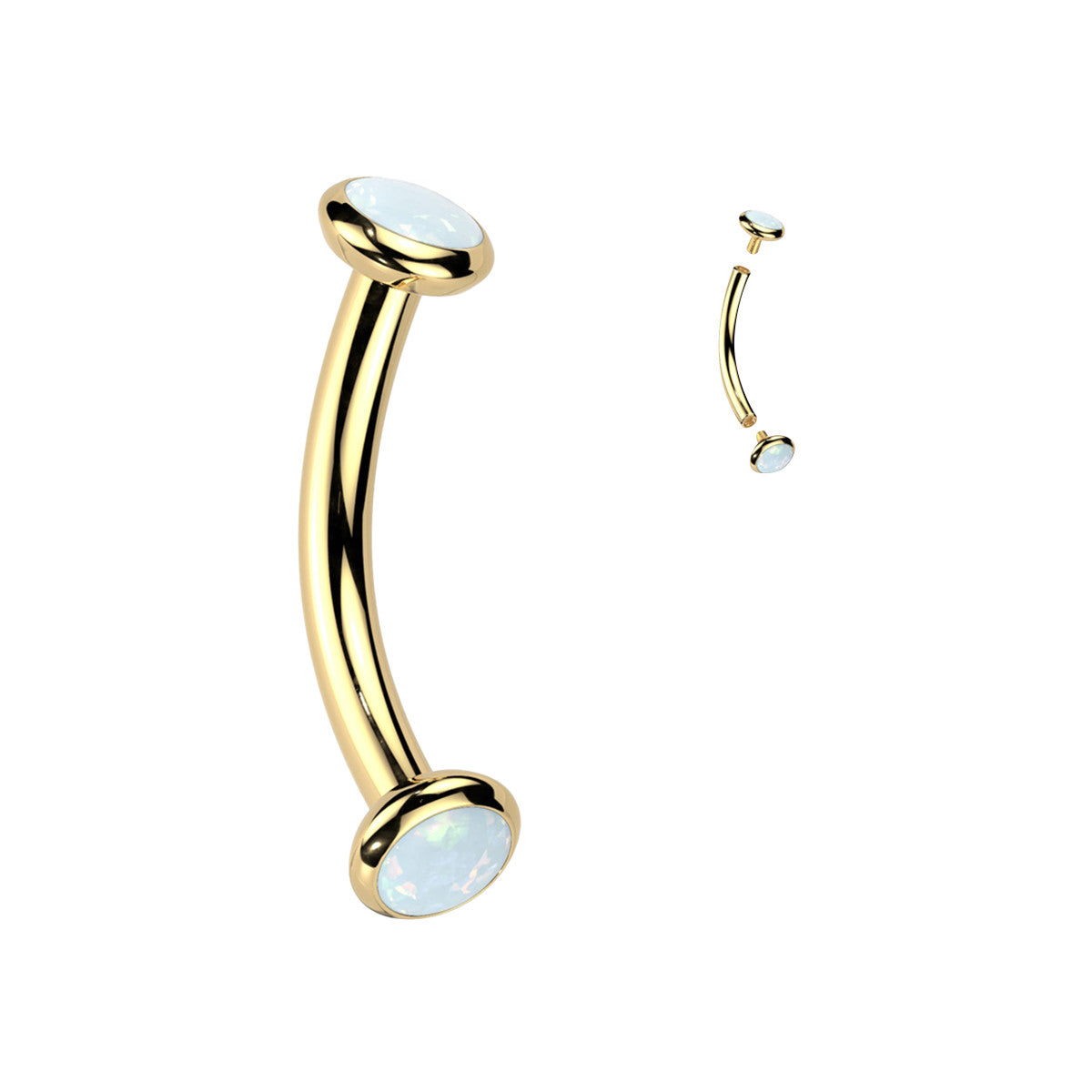 Titanium Curved Eyebrow Barbell 16G 8mm with Opal - photo 8