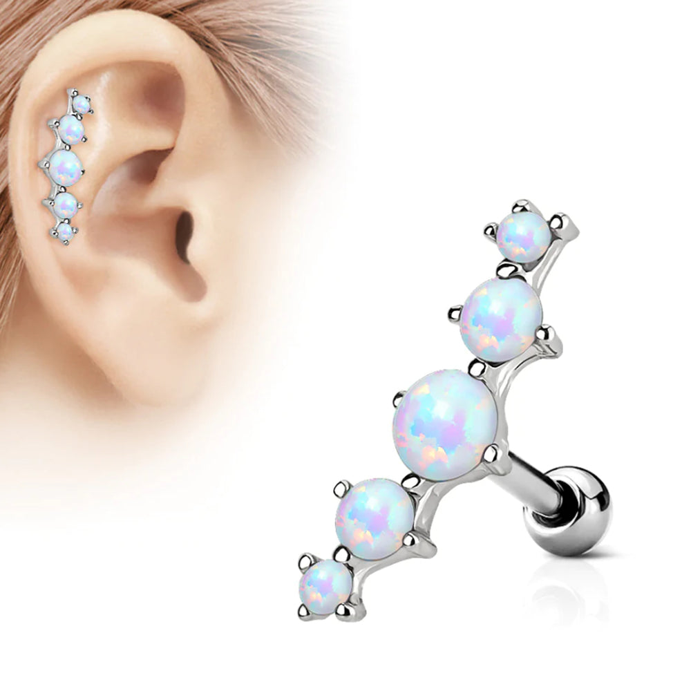 Surgical Steel 16 Gauge Tragus Barbell with Five Opal - photo 3