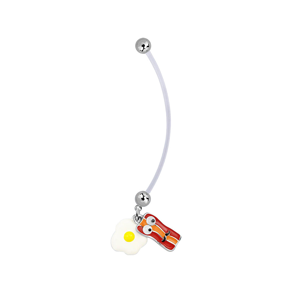 Bioflex 14 Gauge Maternity Belly Ring with Pan, Bacon & Eggs - photo 4