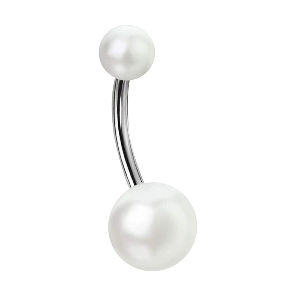Surgical Steel 14 Gauge Belly Ring with Pearl - photo 6