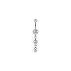 Titanium belly ring with triple pearl dangle