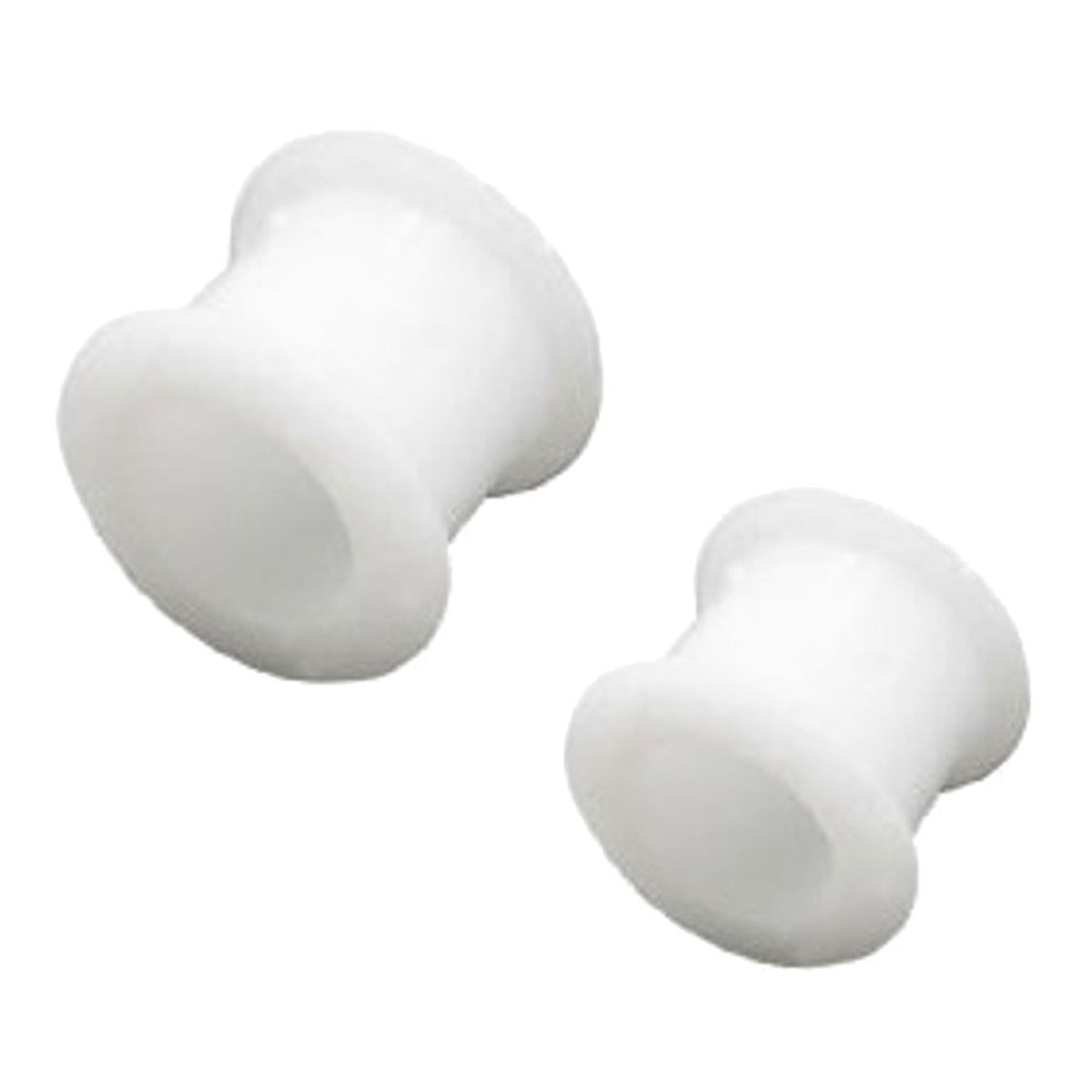 White Silicone 0 to 6 Gauge Double Flared Ear Tunnels - Pair