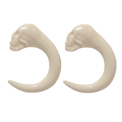 Acrylic Curved Ear Tapers 6G with Skull Head - 3 Colors - Pair - photo 3