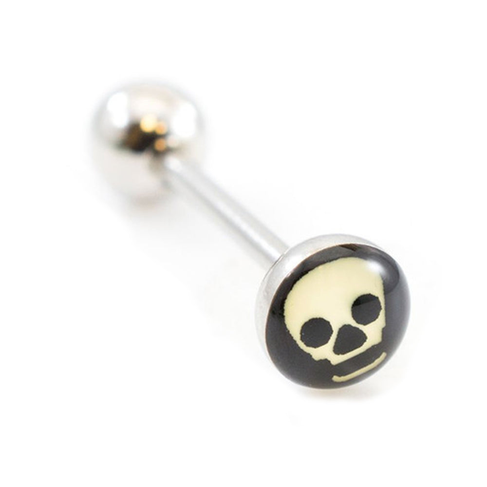 Surgical Steel 14 Gauge Skull Head Tongue Barbell Ring - photo 5