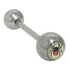 Surgical Steel 14 Gauge Tongue Barbell Ring with Spider Logo - photo 2