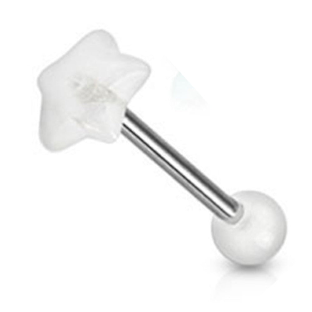 Surgical Steel 14 Gauge Tongue Barbell with Star Glow in the Dark - photo 5