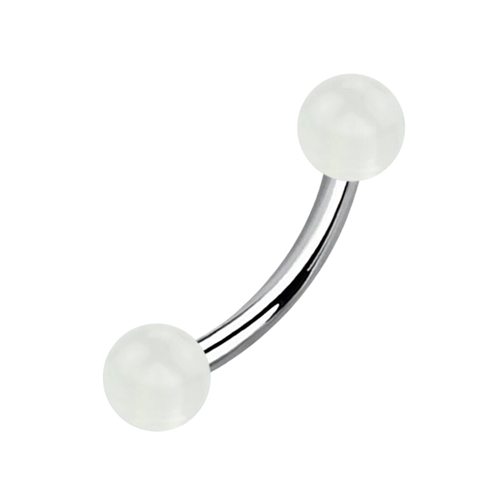 Titanium Curved Eyebrow Barbell 16G with Glow Ball Ends - photo 9