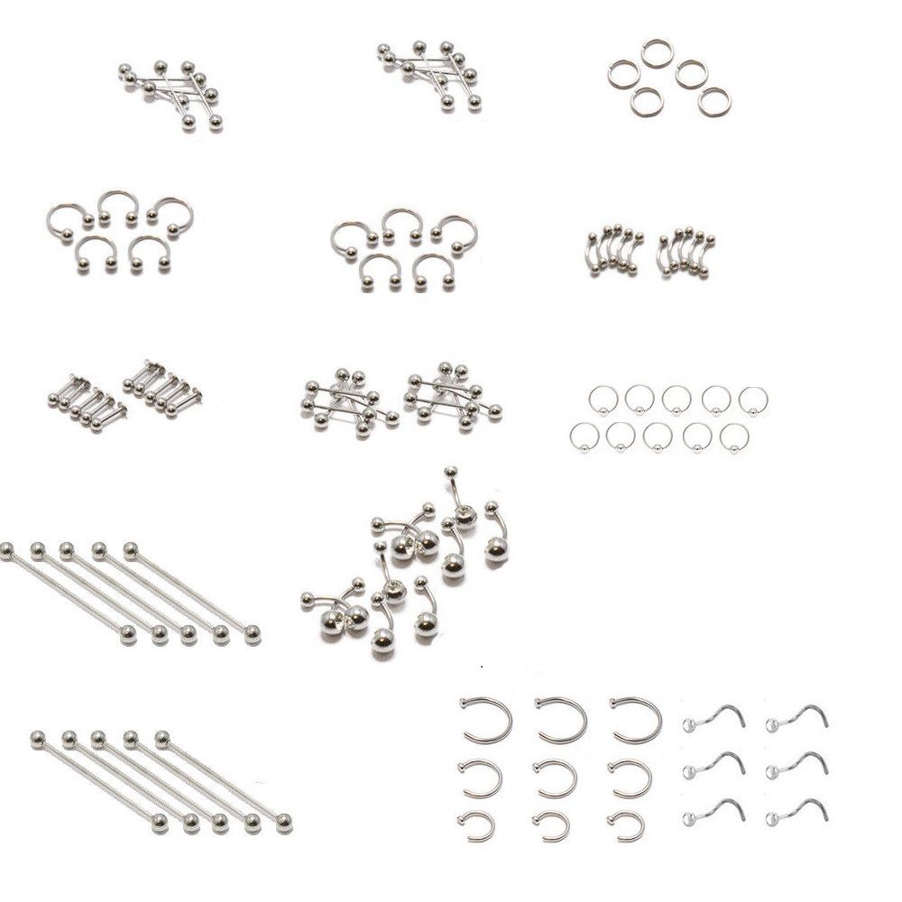 Surgical Steel Assorted Body Jewelry Wholesale - 100 Pack