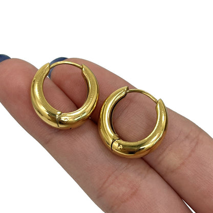 Surgical Steel Wide Hinged Hoop Earrings 18 Gauge 1/2" (12 MM) - Pair