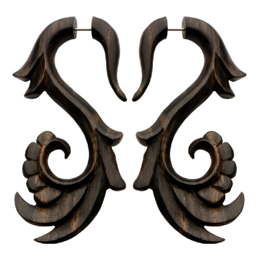 Arang Wood 18 Gauge Angel Wing Filigree Fake Earring Hangers - Pair