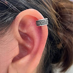 .925 Sterling Silver Dots Pattern Bali Ear Cuff Earring