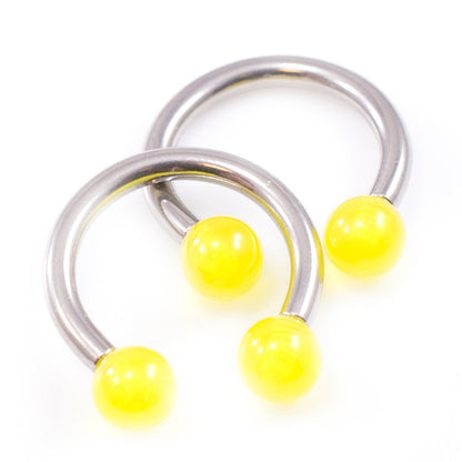 Surgical Steel 10 Gauge Horseshoe Barbell with Acrylic Ball - Pair - photo 8