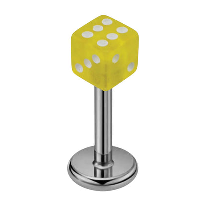 Surgical Steel 16 Gauge Flat Back Labret Stud with Acrylic Dice - photo 13