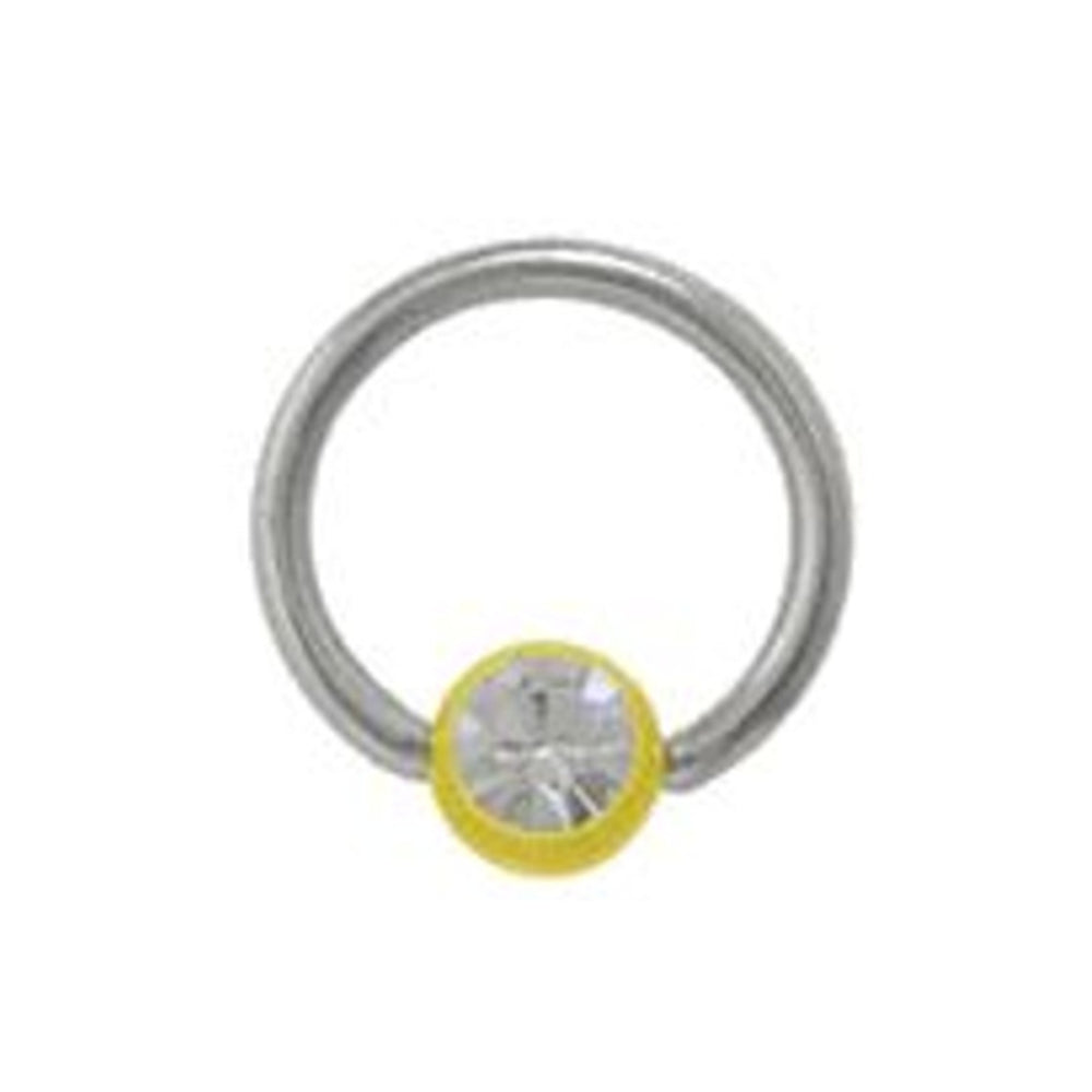 Surgical Steel 14 Gauge CZ Captive Bead Ring with UV Glow Ball - photo 7