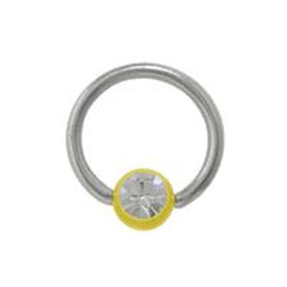 Surgical Steel 14 Gauge CZ Captive Bead Ring with UV Glow Ball - photo 7
