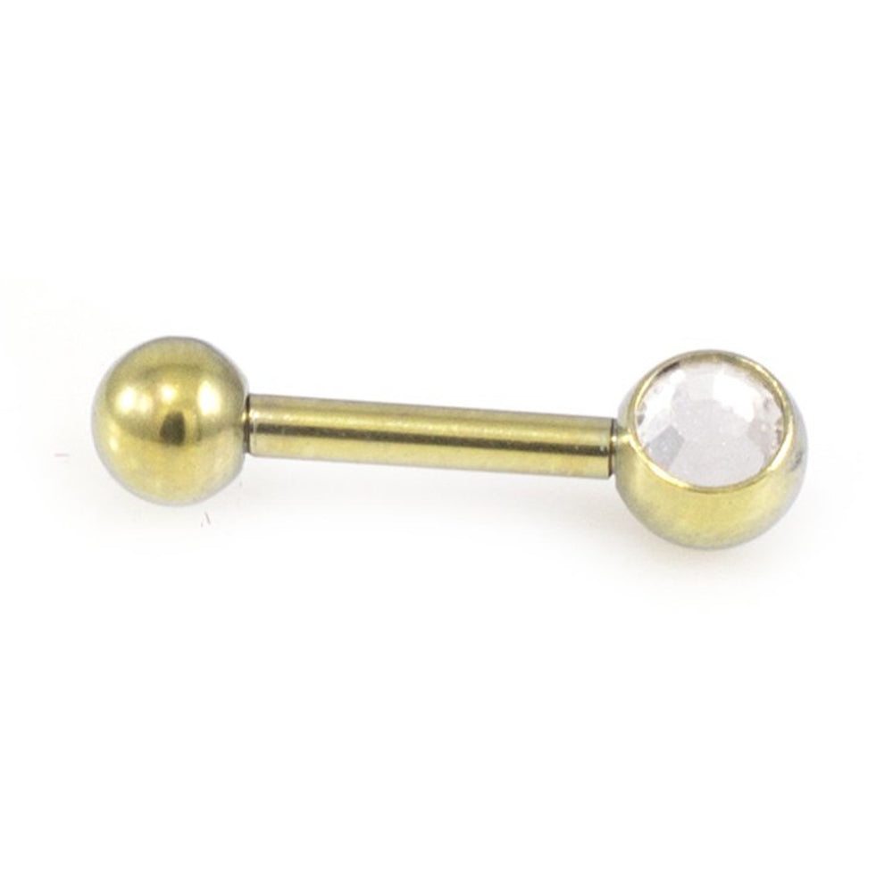 Surgical Steel 16 Gauge Eyebrow Barbell with CZ Ball - 6mm - photo 6
