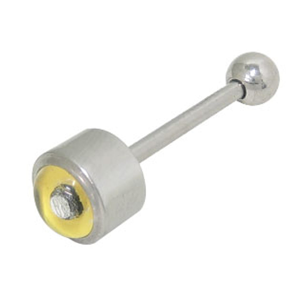Surgical Steel 14 Gauge Tongue Barbell with Yellow Eye Logo