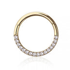 14K Solid Gold 16 Gauge Front Facing Paved CZ Hinged Segment Ring