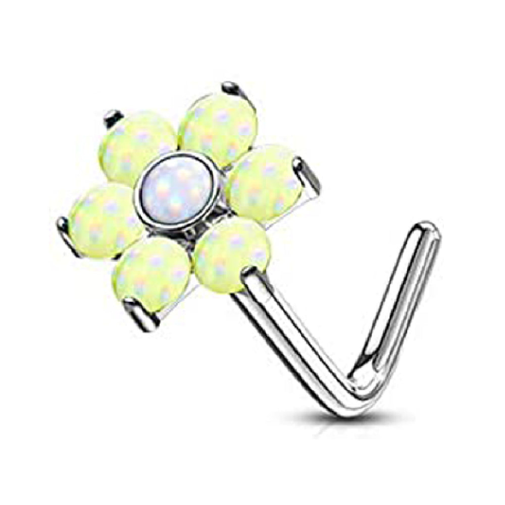 Surgical Steel 20 Gauge L-Bend Nose Stud with Stone Flower - photo 10