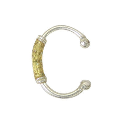 .925 Sterling Silver Yellow Sparkle UV Clip On Ear Cuff Belly Ring