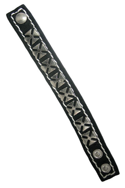 Black Leather Bracelet with Chopper Cross
