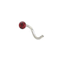 .925 Sterling Silver Nose Stud with Red Jewel End - 18 & 20