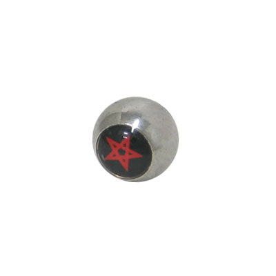 Surgical Steel 14 Gauge Replacement Bead with Red Star Logo - 6mm