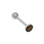 Surgical Steel Tongue Ring Straight Barbell 14 Gauge & Red Spider Logo - Kruelty
