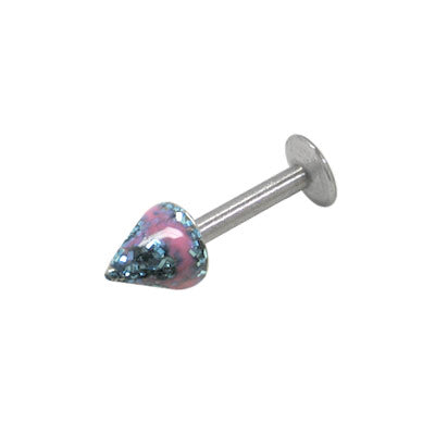 Surgical Steel 14 to 16 Gauge Labret with Hand Painted Glitter Spike