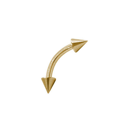 14K Gold Electro-Plated Curved Eyebrow Ring with Spikes 16 Gauge