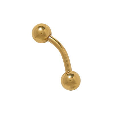 14K Gold Plated Surgical Steel 14 Gauge Curved Eyebrow Barbell