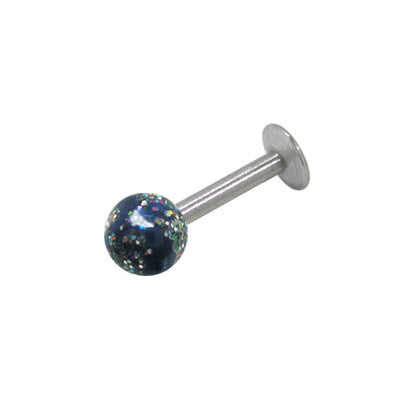 Surgical Steel 14 Gauge Labret Stud with Hand Painted Glitter Ball