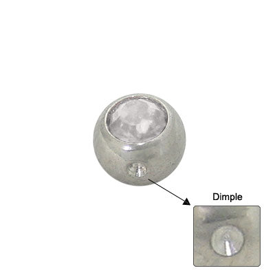 Surgical Steel Jeweled Replacement Dimple Bead - Clear