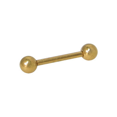 Surgical Steel 18 Gauge Straight Barbell with 14K Gold Plate - 10mm