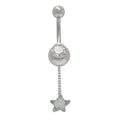 Acrylic 14 Gauge Belly Ring with Dangling Clear Star