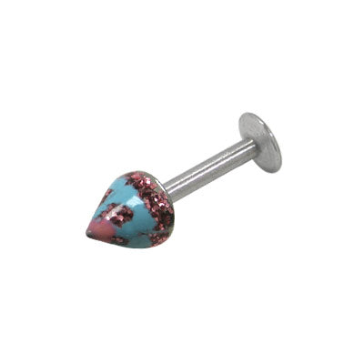 Surgical Steel 14 & 16 Gauge Labret Stud with Colorful Glitter Spike