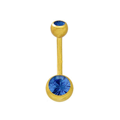 14K Gold Plated Surgical Steel Belly Button Ring with Jewels - Style 7