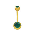 14K Gold Plated Surgical Steel Belly Button Ring with Jewels - Style 6