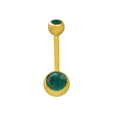 14K Gold Plated Surgical Steel Belly Button Ring with Jewels - Style 6