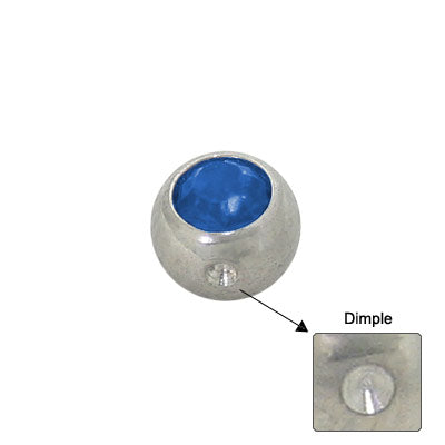 Surgical Steel Jeweled Replacement Dimple Bead - Blue