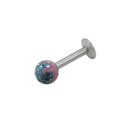 Surgical Steel 14 & 16 Gauge Labret Stud with Painted Glitter Bead