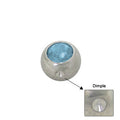 Surgical Steel Light Blue Jeweled Dimple Bead - 4mm 5mm 6mm
