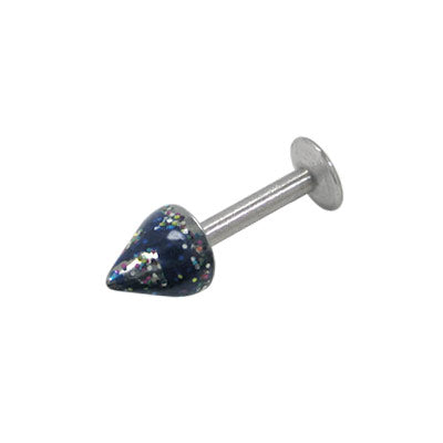 Surgical Steel 14 Gauge Labret with Hand Painted Glitter Spike