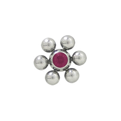 Surgical Steel Purple Jeweled Flower Shape Replacement Bead - 6mm 10mm