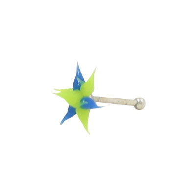 Sterling Silver Nose Stud with Silicone Star Spike - 18 & 20 Gauge